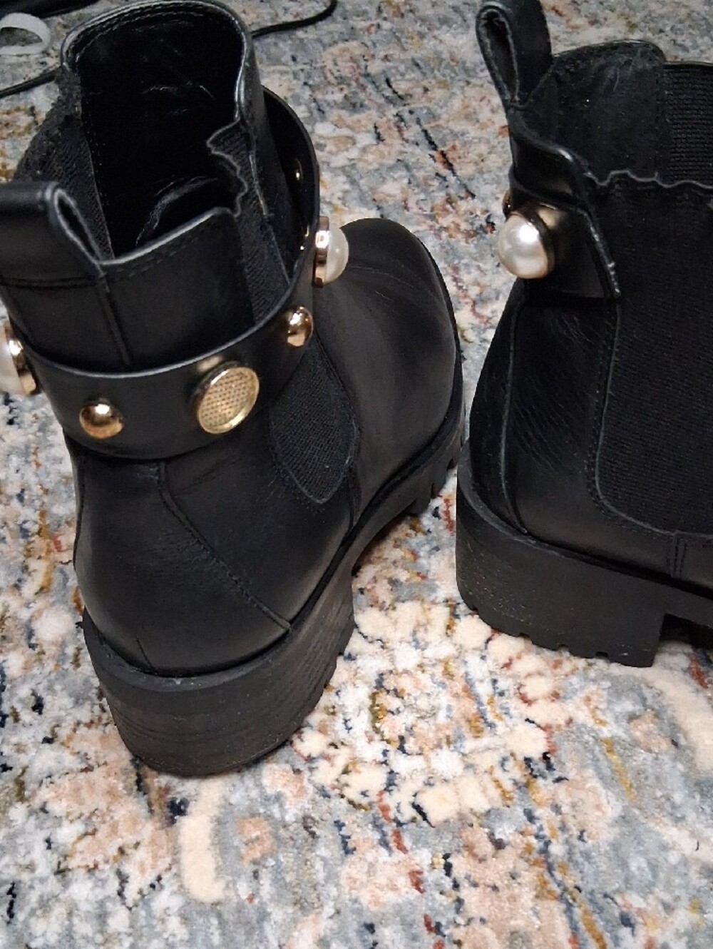 Karl Lagerfeld Black Pearl-Embellished Ankle Booties - Picture 6 of 8